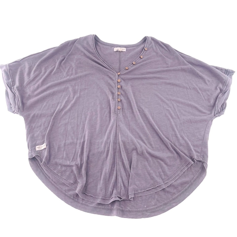 Simply Southern Women's Loose-Fit Button Henley Top size Large